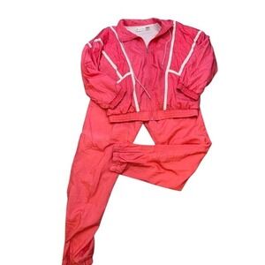 VTG 80's 90's Hot Pink Nylon Tracksuit Set Women Medium 80s 90s Windbreaker